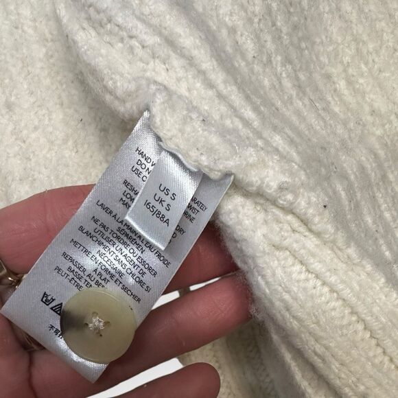 BY ANTHROPOLOGIE Women’s Ivory Cream Shawl Collar Button Front Cropped Cardigan - Picture 5 of 6